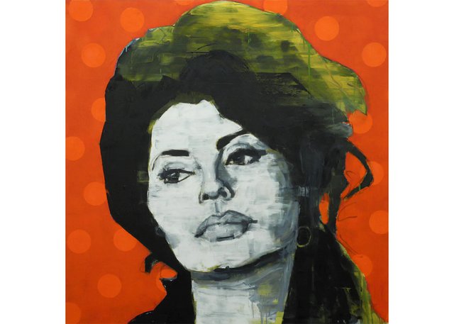 Les Thomas, “Arrested Image #23-2334 Sophia Loren,” oil on board, 48" x 48" (photo courtesy of Canada House Gallery)