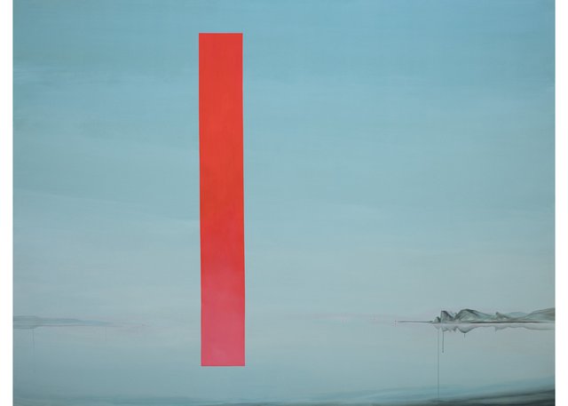 Wanda Koop, “Black Sea Portal – Luminous Red,” 2023, 119.5" x 159" (courtesy of the artist and Night Gallery, photo by William Eakin)