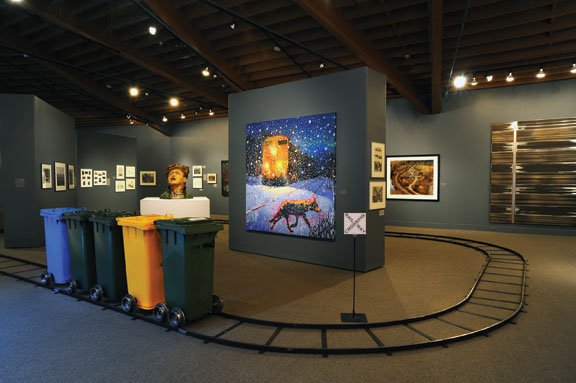 "Installation view of Picturing the Canadian Pacific Railway at the Whyte Museum of the Canadian Rockies"
