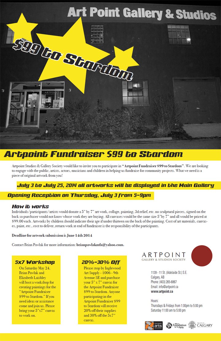 "$99 to Stardom" call for submissions poster