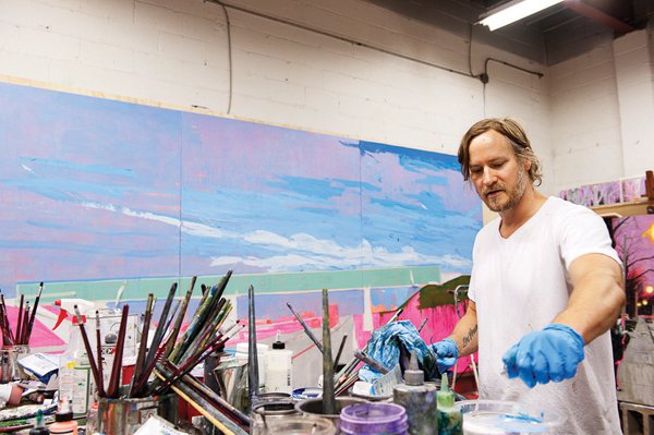Kim Dorland works in his Toronto studio