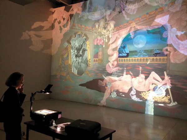 Daniel Barrow, "The Thief of Mirrors," 2011, projection, installation view.