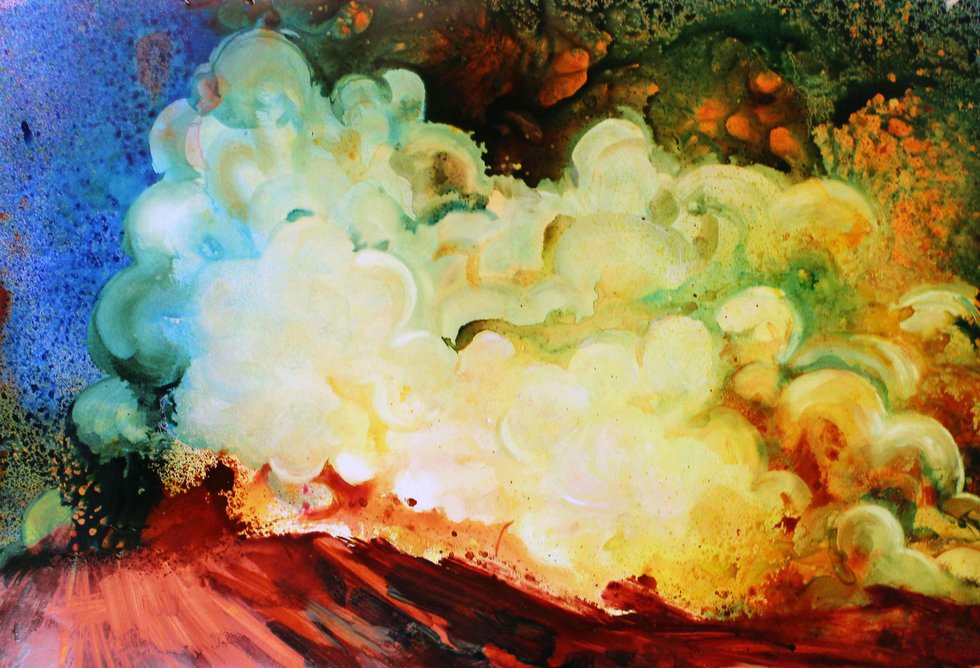 Samantha Williams Chapelsky, "Stone Clouds," Acrylic on Terraskin