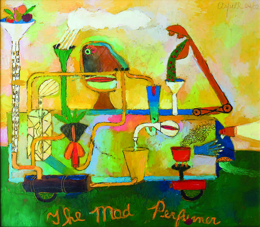 Peter Aspell, "The Mad Perfumer", 2002, oil on paper, 14” x 16”   Peter Aspell Estate, Courtesy Joy Aspell