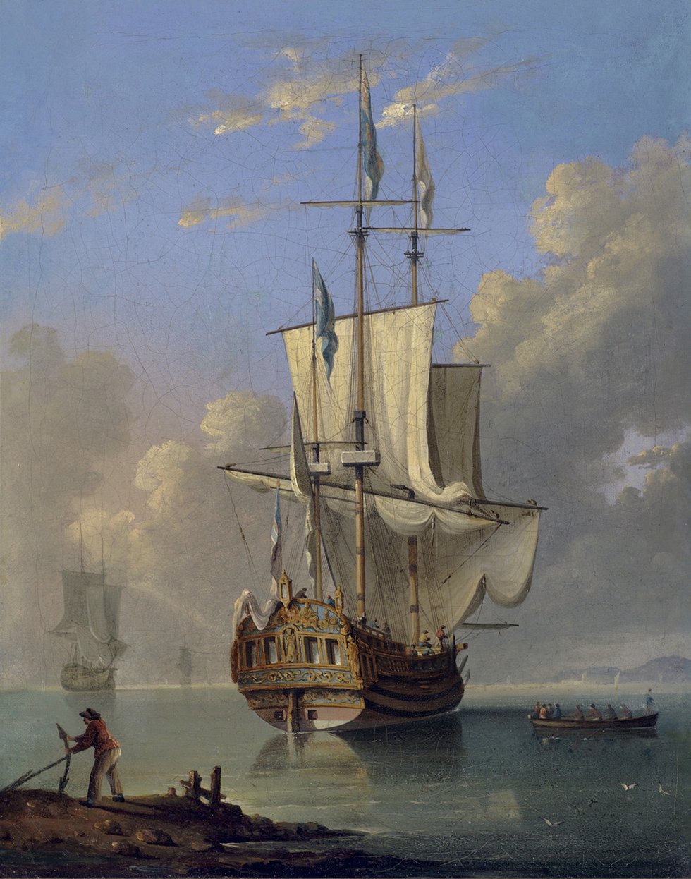 Peter Monamy (Attributed)(British 1681-1749), "Royal Yacht", oil on canvas, 17.5” h x 14” w
