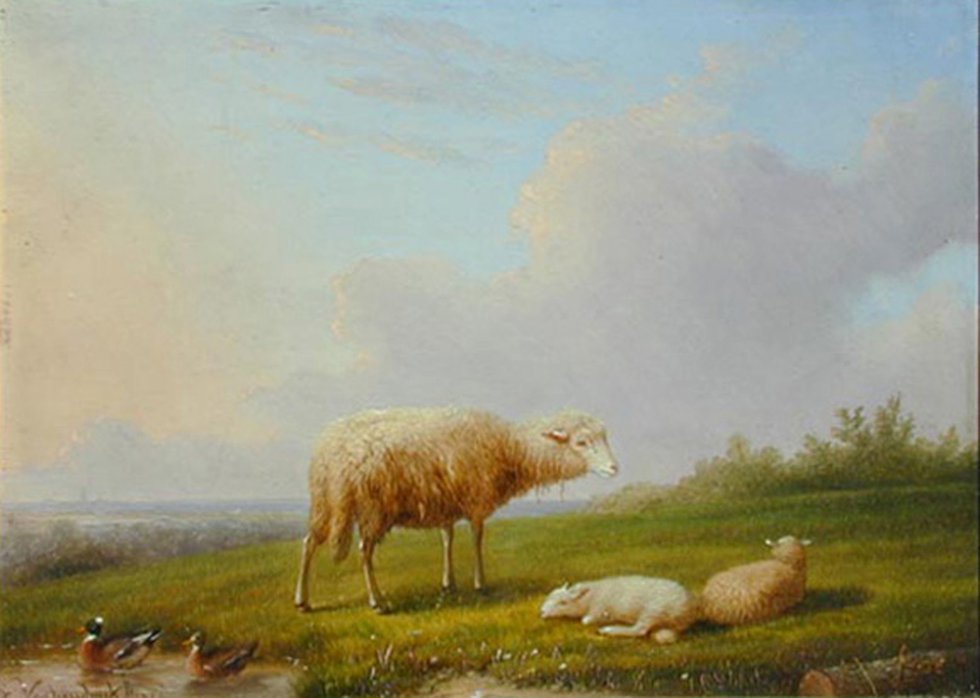 François Van Severdonck, (Belgian 1809-1889), "Sheep in Landscape"