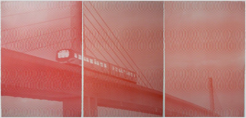 Beth Howe and Clive McCarthy, "3500 (Red Triptych)," 2015