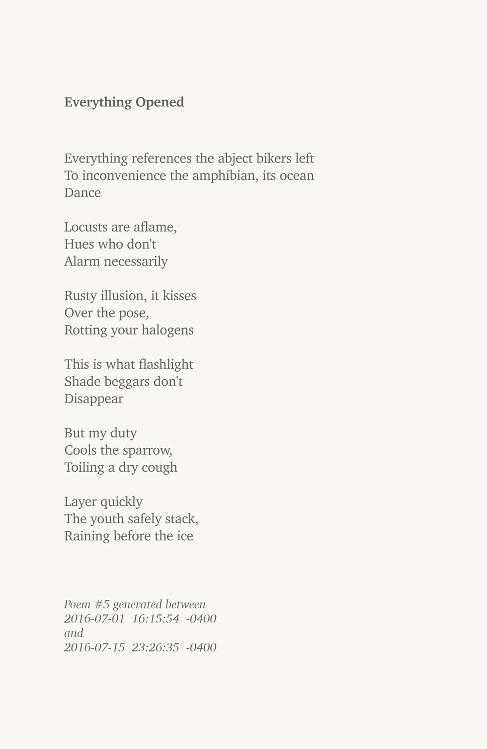 Erdem Taşdelen, “The Quantified Self Poems,” 2016