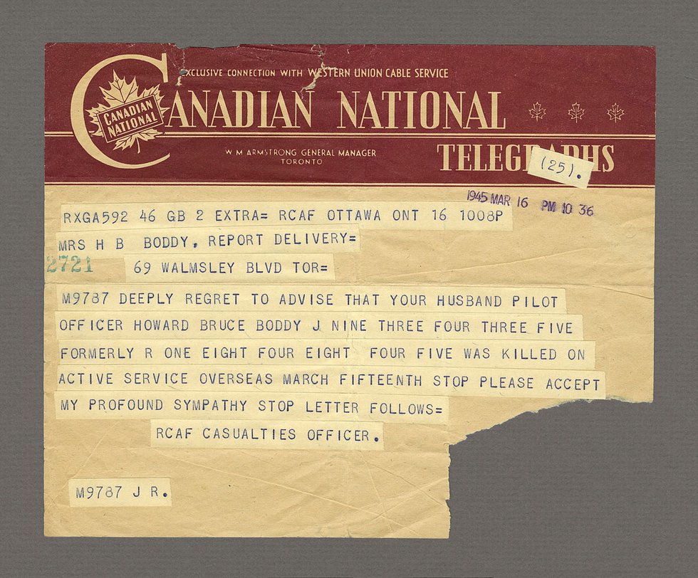 Leslie Hossack, “Howard Bruce Boddy, Telegram, 16 March 1945, Ottawa,” 2016