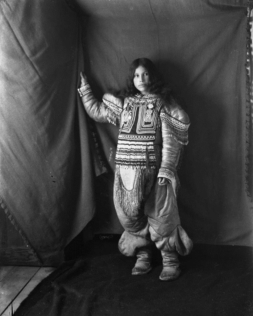 Geraldine Moody, "Portrait of Inuit woman, Kootucktuck, in her beaded attigi, Fullerton Harbour, Nunavut," February 1905