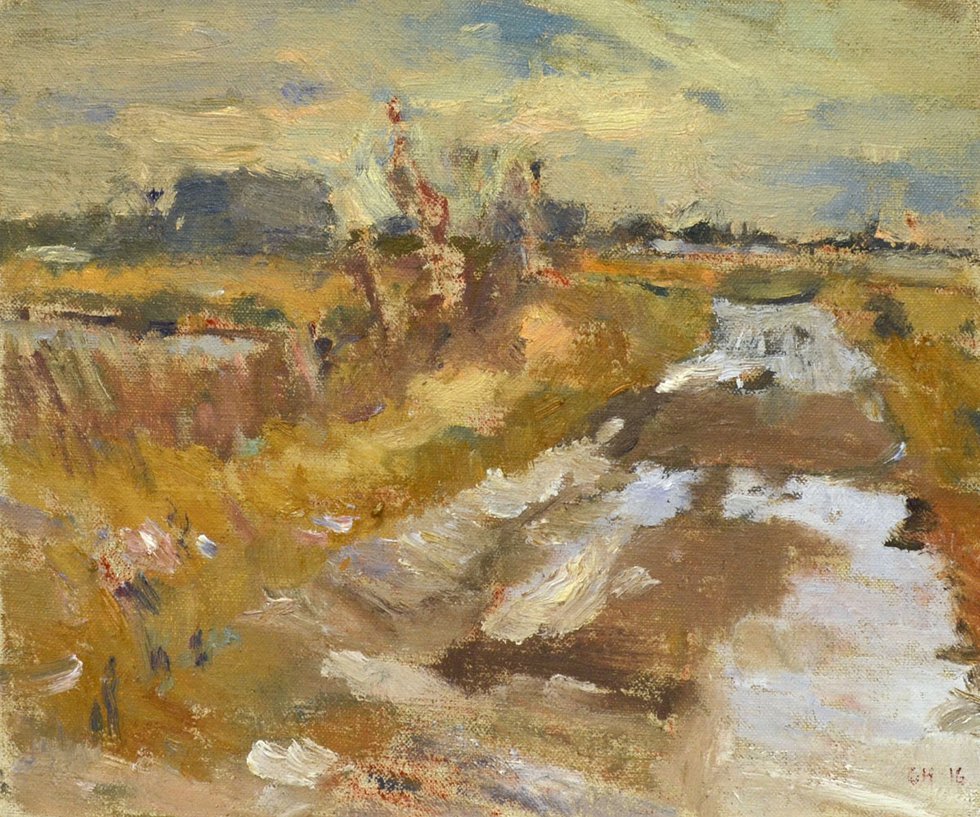 Clint Hunker, "Marsh Road; Late Afternoon Winter Light," 2016