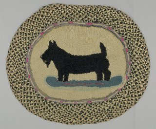 Oval rug with dog, Ontario, early to mid-20th century