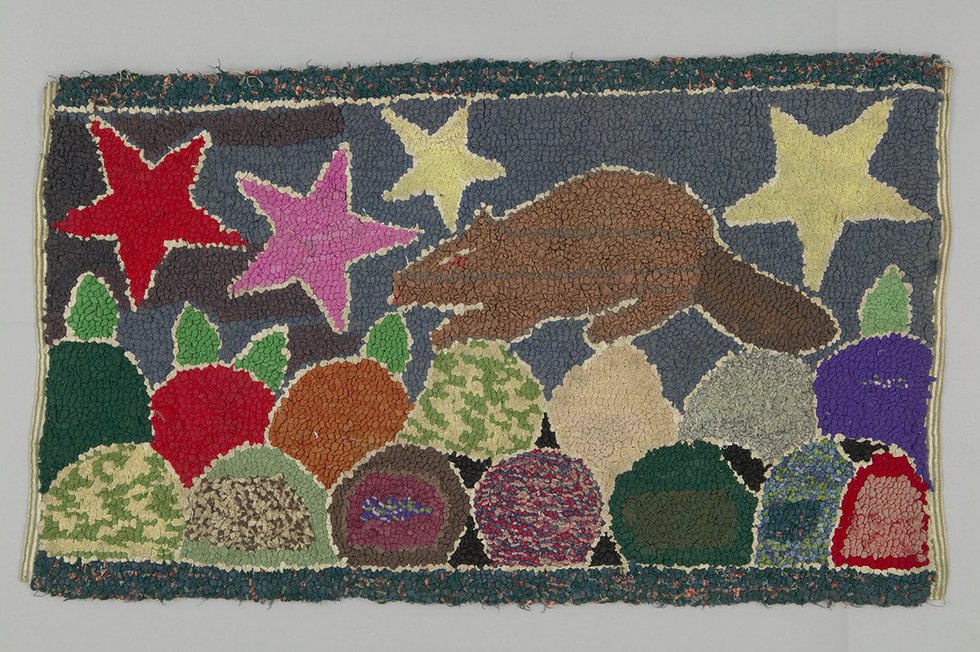Hooked rug with beaver, Canada, circa 1940