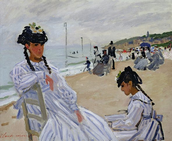 Claude Monet, "Sur la plage de Trouville," 1870-71