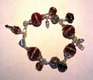 Red glass bead bracelet with freshwater pearls