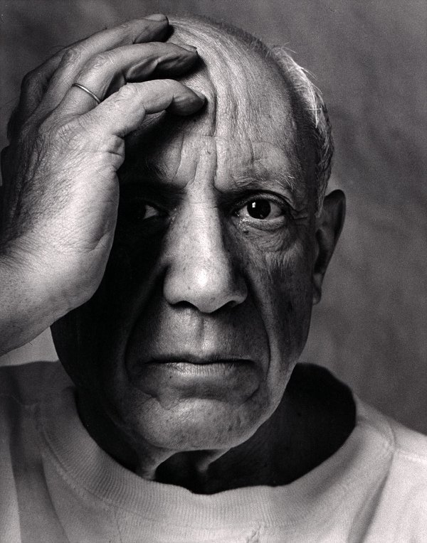 Arnold Newman, "Picasso," 1954, silver print on paper, 14" x 11" (collection of the Winnipeg Art Gallery, gift of Dr. Greg Haber, G-84-186, photographer: Ernest Mayer)